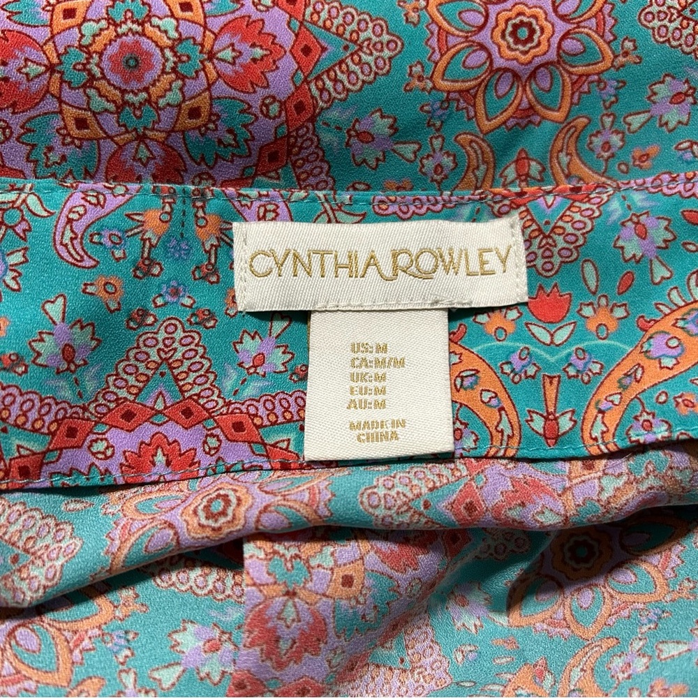 Cynthia Rowley Medium Paisley Teal Purple Tank Cami‎ Adjustable Straps - Picture 5 of 6